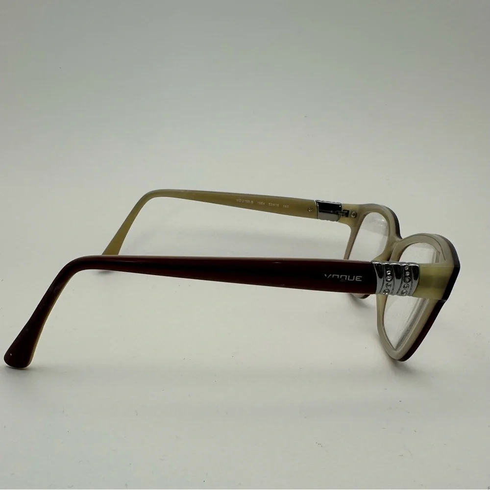 Vogue VO 2765-B 1984 EYEGLASSES FRAMES 53-16-140 Brown Rectangle Burgundy Beige